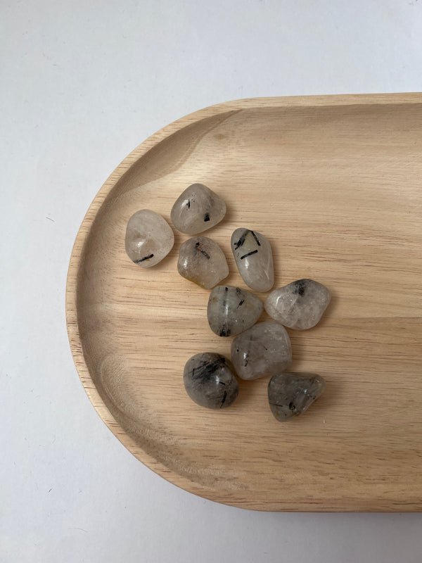 Tourmalinated Quartz Tumble Stone - Protect/Cleanse